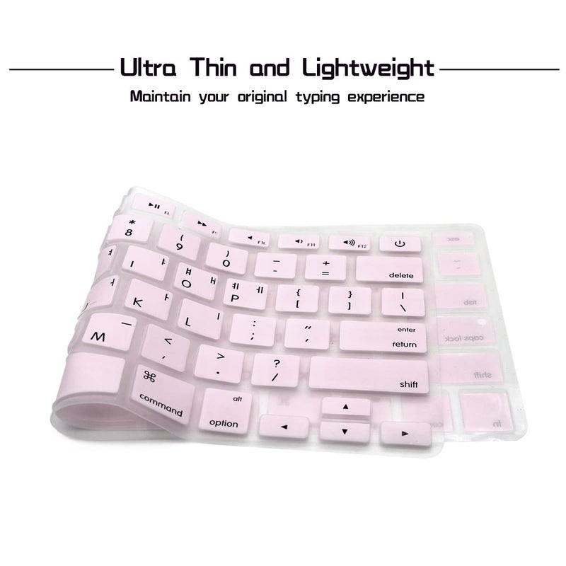 HRH Korean Silicone Keyboard Cover Skin for MacBook Old Air 13,for MacBook Pro 13/15/17(with or w/Out Retina Display,2015 or Older Version),for iMac Older USA(Not for MacBook 13 Air A1932)-Light Pink - Image 4